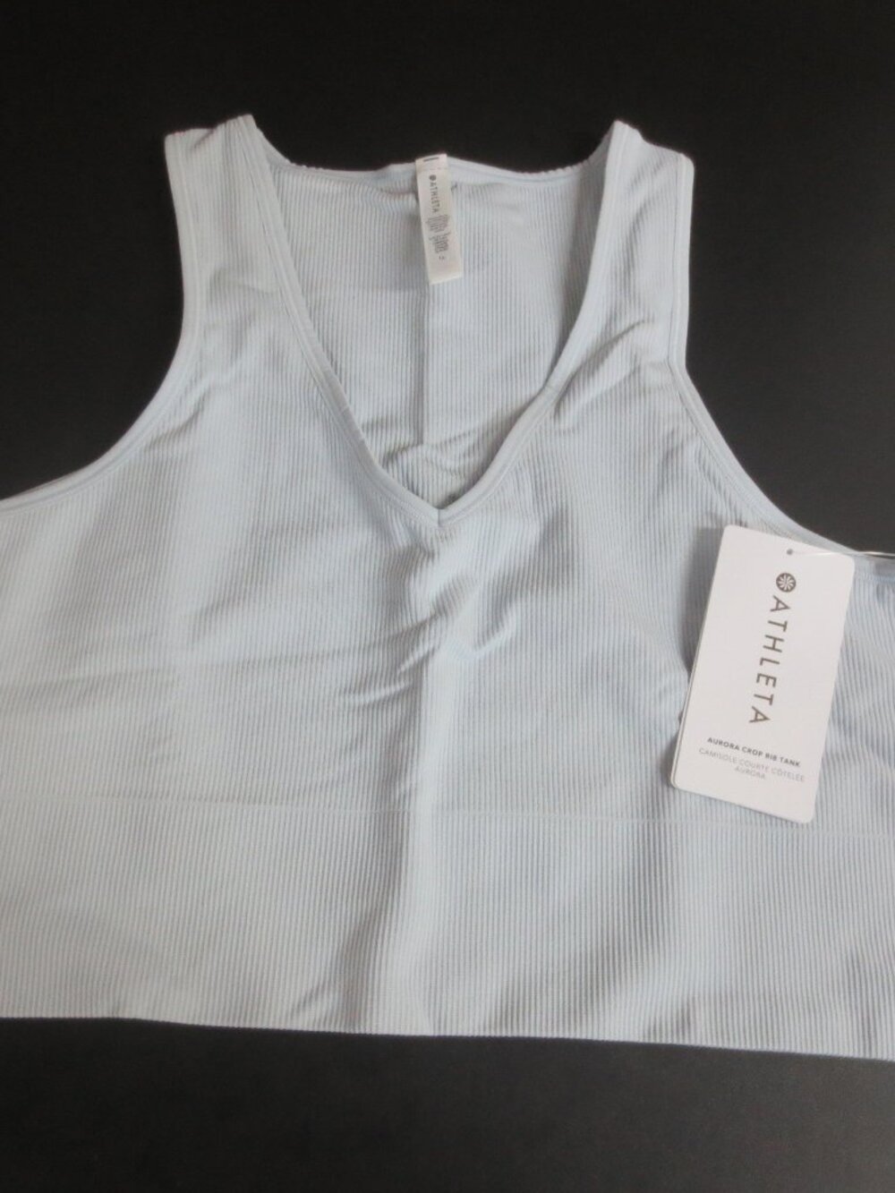 ATHLETA WOMEN'S AURORA CROP RIB TANK - LIGHT BLUE - SIZE 1X